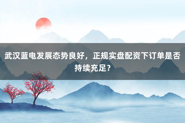 武汉蓝电发展态势良好，正规实盘配资下订单是否持续充足？