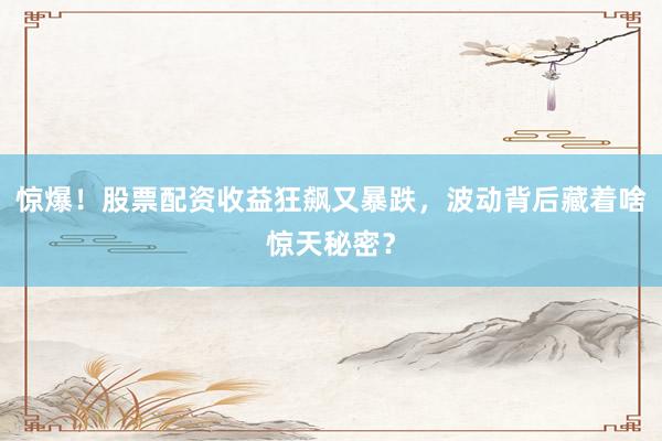 惊爆！股票配资收益狂飙又暴跌，波动背后藏着啥惊天秘密？