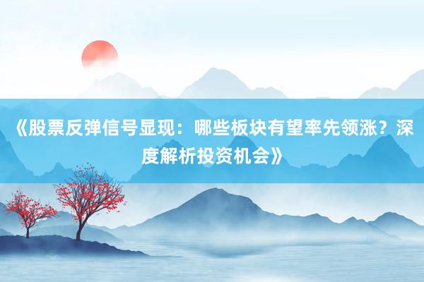 《股票反弹信号显现：哪些板块有望率先领涨？深度解析投资机会》